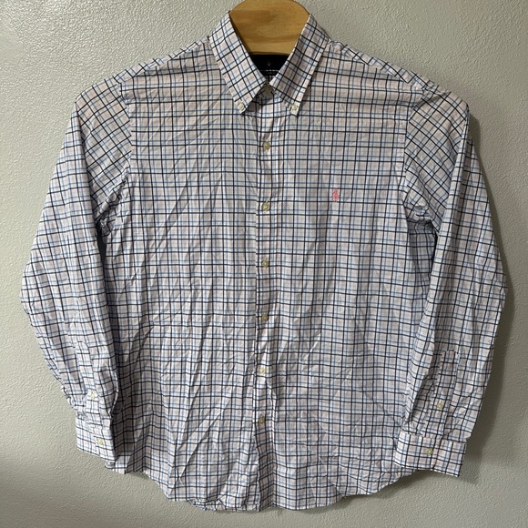 Ralph Lauren Classic Fit Button Down Shirt Long Sleeve Blue Plaid Men Large/16.5 - Picture 2 of 5